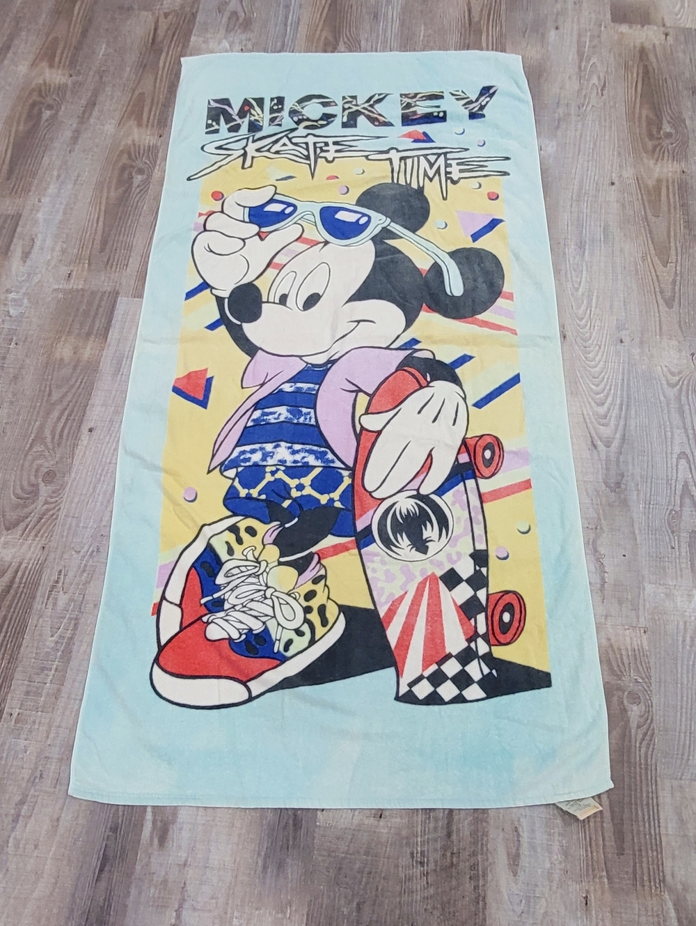 VTG 80’s Franco Mickey Mouse Beach Towel Skate Time Skateboard EUC!
